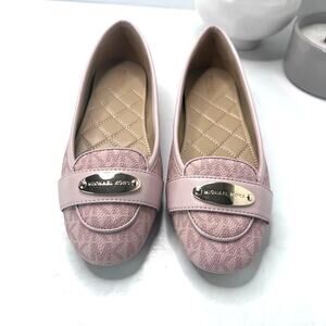 Michael Kors Lillie Moccasin Canvas Bar Flat Pink Women's 7 M NWOB